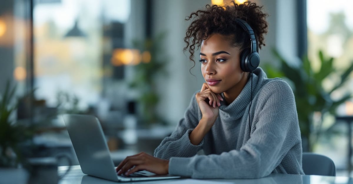Personne consultant des formations CPF sur un ordinateur portable dans un espace de travail moderne