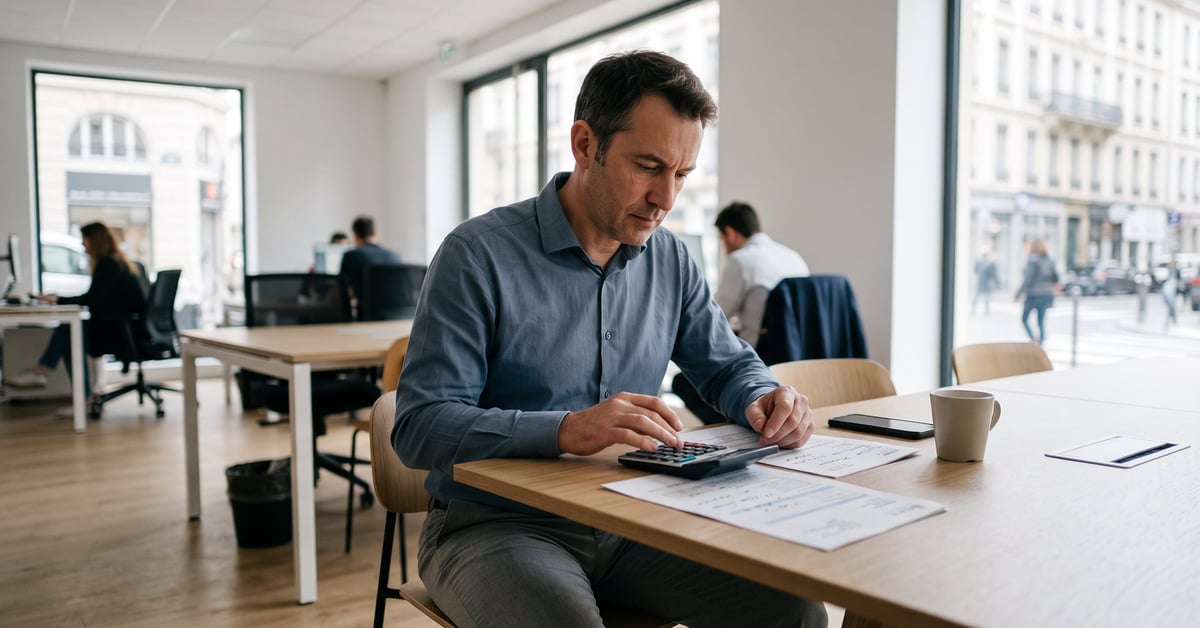 Calcul indemnité rupture conventionnelle - documents et calculatrice sur un bureau professionnel