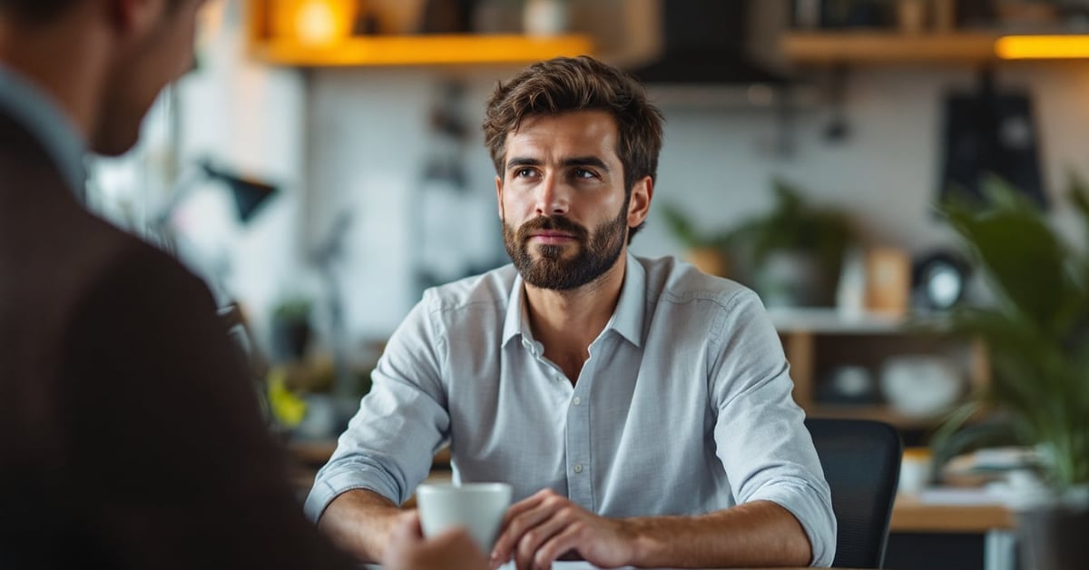 Salarié épanoui dans un espace de travail moderne et lumineux, illustrant la qualité de vie au travail