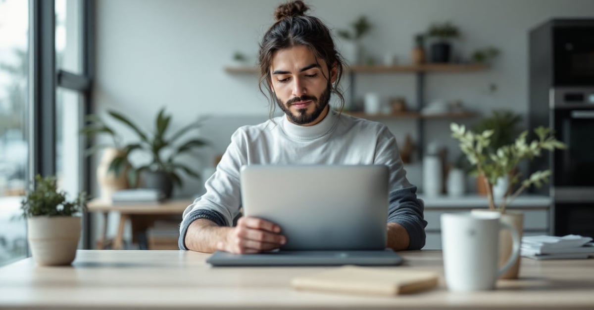 Étudiant en formation initiale dans un environnement académique moderne, concentré sur ses apprentissages